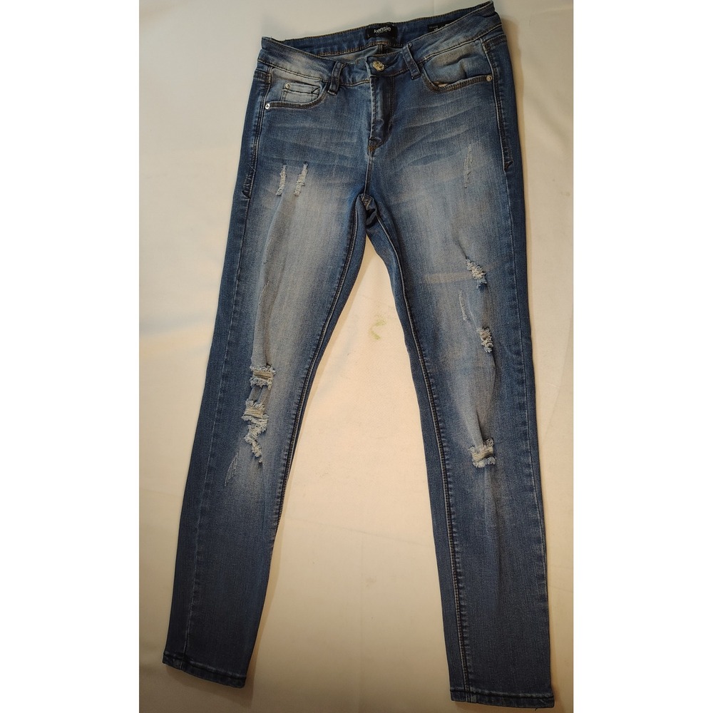 Kensie Jeans Womens Size 25 Ankle Biter Distressed Skinny Medium Wash Blue Denim